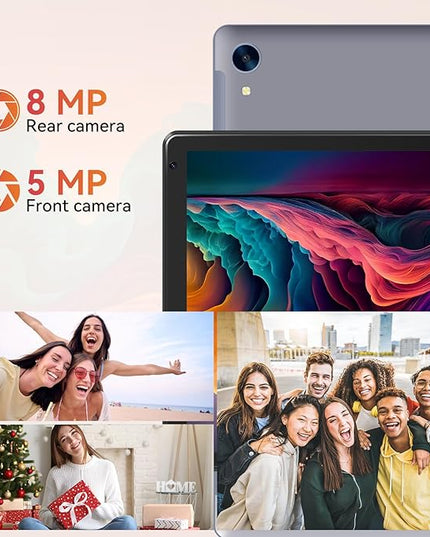 URAO Tablet,10.1" Android 15 Tablet with Octa-core Processor 24GB RAM 128GB ROM HD IPS Touchscreen 8H Battery, Wi-Fi 6, BT 5.0, Dual Camera, Android Tablets