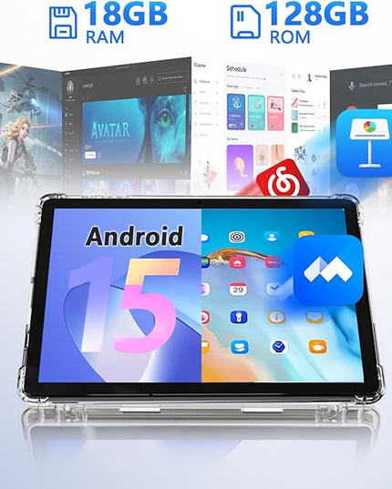 11 inch 2 in 1 Tablet, 18GB + 128GB, Android 15 Tablet, 1TB Expandable, 13MP Camera, Octa-Core Processor 5G WiFi 8000MAH Battery 11'' IPS HD Touchscreen Google Tableta.