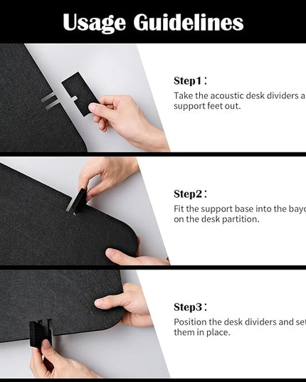 12 Pcs Acoustic Desk Divider with Pushpins 16 x 24 Inch Freestanding Privacy Table Panel for Noise Reduction, Visual Distractions Absorbing Sound Proof Cubicle