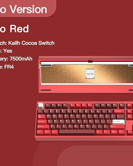KEEBMONKEY WOBKEY Crush 80 Reboot CNC Aluminum 5-Second Quick-Release Triple-Mode Connectivity Mechanical Keyboard with Superior Acoustics (Pro Red)