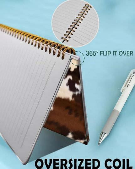 Spiral Journal Notebook for Women,A5 College Ruled Notebooks 6"x 8.4", 120 Pages Lined Journal with Premium Thick Paper,Perfect for School Office Home Gifts(Brown Cow western cowhide)