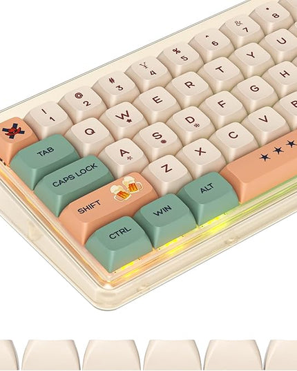 Guffercty kred 136-keycaps XDA Profile PBT Keyboard Key caps Full Set, Custom Keycaps Dye Sublimation for 61/68/84/87/108 Mechanical Keyboard (Cowboy)
