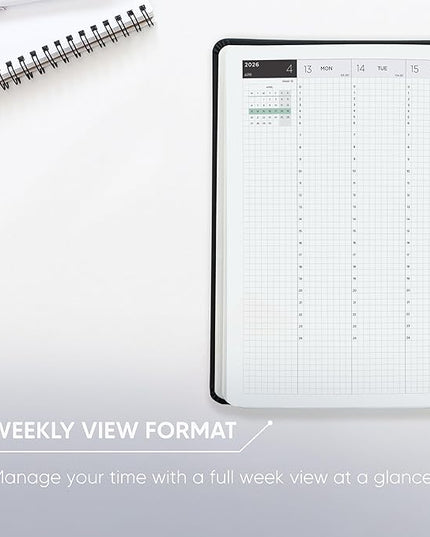 Hourly Academic Planner 2026-2027 – 24-Hour Planner with Weekly & Monthly Time Slots, Hardcover Appointment Book for Students & Professionals, Minimalist Japanese Design, June 2026 - July 2027 (6x8.5)
