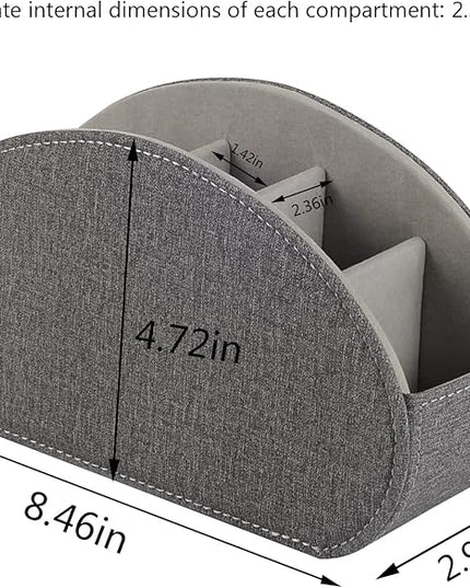 RHCSZ Remote Control Holder,TV Remote Caddy/Box with 5 Compartments,Bedside Table Organizer for Controller,Glasses,makeup brushes,jewelry and Media Player,Pen/Pencil Storage (Grey)
