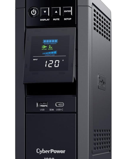 CyberPower CP1000PFCLCD PFC Sinewave UPS Battery Backup and Surge Protector, 1000VA/600W, 10 Outlets, AVR, Mini-Tower; UL Certified