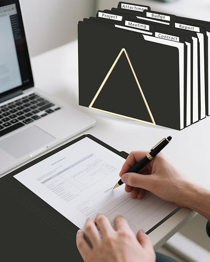 File Folder, HERKKA 30 Pack 1/3 Cut Tab File Folders, File Folders Great for Organizing and Filing, Letter Size, Black