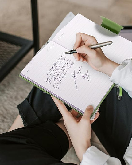 CAGIE Lined Journal for Women, 100GSM Leather Journals for Writing with Buckle Closure,A5 Hardcover Diary Journaling Notebooks for Business Work School Note Taking 5.9" x8.59 (Green)