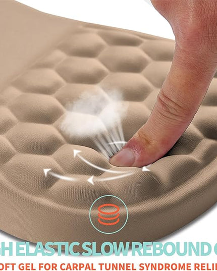 Ergonomic Mouse Pad Wrist Support with Memory Foam Massage Bulge, Carpal Tunnel Pain Relief Mousepad Wrist Rest for Mouse(12x8 inch, Sand Color)