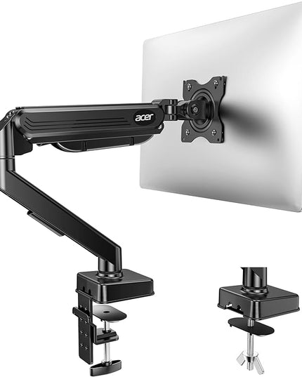 Acer Single Monitor Mount, Fully Adjustable Monitor Arm Fits 17 to 34 Inch Screens, Gas Spring VESA Mount with C-Clamp & Grommet Base, Computer Desk Arm with Tilt Swivel Rotate Supports 4.4-19.8 lbs