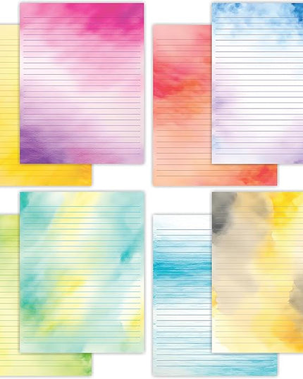 PARTH IMPEX 56 Sheets Watercolor Lined Writing Paper 8.5x11 - Letter Size Ruled Stationery Letterhead Printer Paper - 120gsm Thick Uncoated Decorative Colored Fancy Double Side Printing
