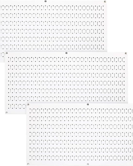 Wall Control Pegboard Value Pack - (3) Pack of Wall Control 16-Inch Tall x 32-Inch Wide Horizontal White Metal Wallboards for Home & Garage Tool Storage Organization (White Pegboard)