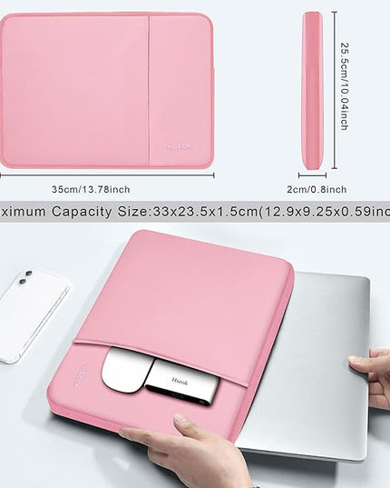 Slim Laptop Case 13.3 14 inch Sleeve, Rainproof & Shockproof Carrying Case for Notebooks Compatible with MacBook Pro 14" and All Models 13.3" MacBook Air/Pro, Most Popular 13"-14" PC,Pink