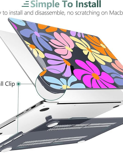 DONGKE Case for M5 MacBook Pro 14 inch 2025 2024-2021 M4 M3 M2 M1, Plastic Hard Shell Cover Compatible with A3434 A3112 A3401 A3185 A2992 A2779 A2442, Retina XDR Display & Touch ID, Power Flowers