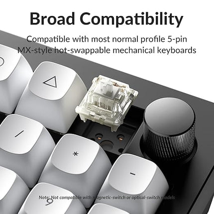 Gateron Silent White Linear Mechanical Keyboard Switches, 110 PCS, Smooth POM Stem with Cushioned Pads, 5-Pin SMD, 38gf Quiet MX-Compatible for Gaming & Office