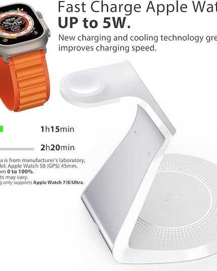 3 in 1 Charging Station for Apple Devices,Mag-Safe Charger Stand Fast Charging,Wireless Charger for iPhone 16/15/14/13/12 Series,& AirPods,& iWatch(USB-C Charger Included)