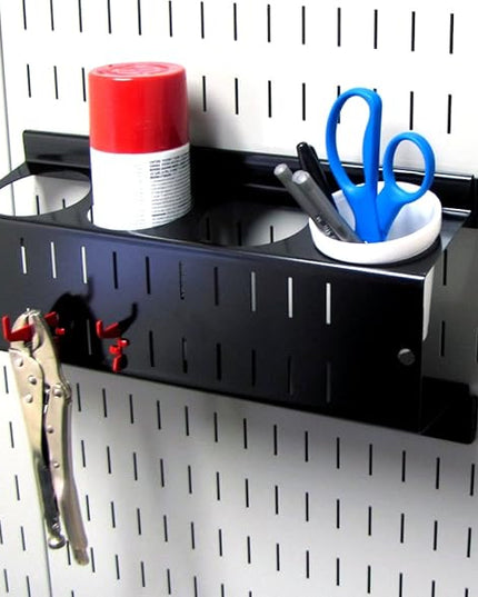 Wall Control Pegboard Spray Can Holder Bracket and Aerosol Can Organizer Pegboard and Slotted Tool Board - Black