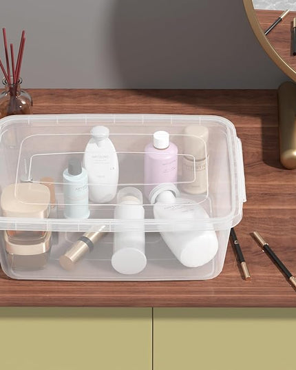 14 Quart Clear Latching Storage Box with Lid, Plastic Latch Containers with Lid, 12 Packs