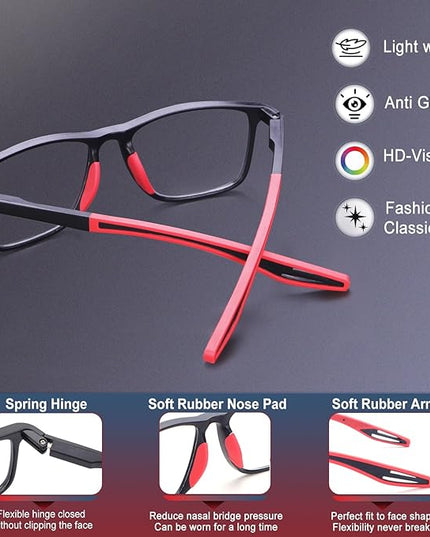 BLOEXCLU 4 Pack Progressive Multifocus Reading Glasses for Men Women TR90 Sports Style Anti-Blue Light Computer Readers