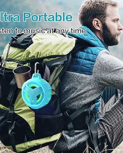 EBODA Waterproof Bluetooth Shower Speaker, IPX7 Floating Portable Wireless Small Speakers, 24H Playtime with RGB Light for Kayak, Beach, Pool Accessories, Gifts for unisex -Sky Blue