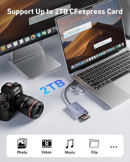 BENFEI CFexpress Type B Card Reader with USB 3.2 (Gen 2) 10Gbps, USB-C&USB-A 2-in-1 Type B CFexpress Adapter, Compatible with Windows/Mac/Linux/Android(Not for XQD Card) (Pack of 2)