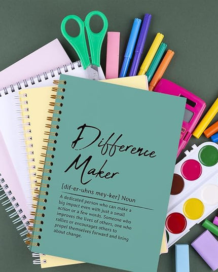 OXW Green Meeting Notebooks for Work, Difference Maker Gift Office Work Notebook Journal for Writing Note Taking, Thank You Gifts for Women Men Leader Boss Mentor Manager Principal, 5.5"x8.3"