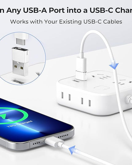 Basesailor USB to USB C Adapter,USBC Female to USB A Male Adapter,Type C Converter Charger for iPhone 17 Pro Max,16 15,Apple Watch iWatch S11 S10 SE,AirPods 3,iPad mini Air,Samsung Galaxy S25,White