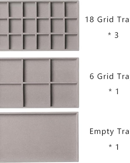 Frebeauty Acrylic Jewelry Organizer Earring Organizer Box with 5 Drawers Earring Holder Organizer with Velvet Trays Clear Jewelry Box for Women Earring Display for Rings Studs(Grey)