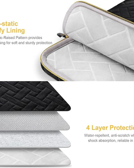 Lacdo Laptop Sleeve Case for 15 inch New MacBook Air M4 A3241 2025, M3 A3114, M2 A2941 2024-2023, 15 inch MacBook Pro A1990 A1707, Dell XPS 15 Plus Computer Bag with Accessory Pocket, Elegant Black