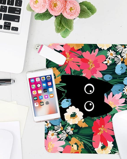 Black Cat Square Mouse Pad,Non-Slip Rubber Base Mouse Pad,Home Office Decoration Desktop Accessory,Laptop Mouse Pad for Office Laptops,9.4x7.8x0.12inch 3