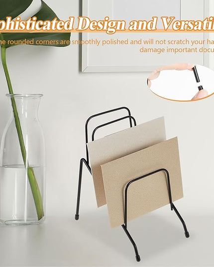 6 Pcs Metal Incline Desk Flip Organizer Rack Small Desktop File Sorter Wire Organizer Vertical Incline File Holder Stand for Mail Paper Book Magazine Filing Office Desk, 6 Sections
