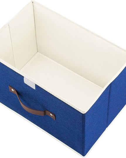 TYEERS Collapsible Storage Boxes, Washable Fabric Storage Bins with Lids, 14.9x9.8x9.8 inches, 3 Pack, Classic Blue
