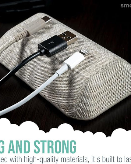 Smartish® Magnetic Cord Holder - Bigger Cable Wrangler Stocking Stuffer Organizer with Magnet Clips for Charger Management on Desktop, Nightstand - Holds 6+ Cables - Lightly Toasted Beige