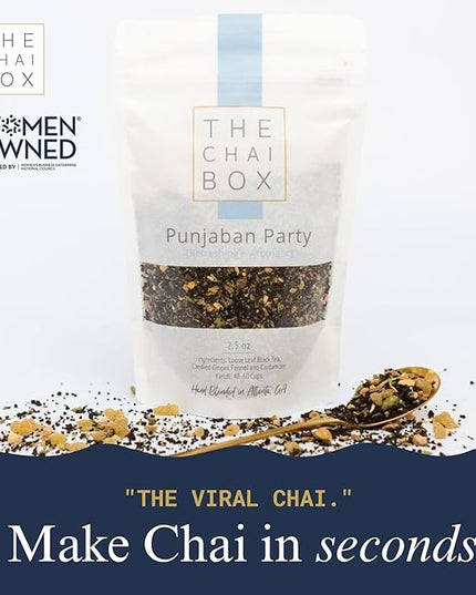 The Chai Box Loose Leaf Ginger Fennel Tea - Vegan & Gluten Free | Caffeinated Black Tea made with Candied Ginger, Cardamom & Fennel (Pack of 1) 2.5 oz | Makes 25 Cups | Small Batch Loose Leaf Tea with Whole, Premium Spices