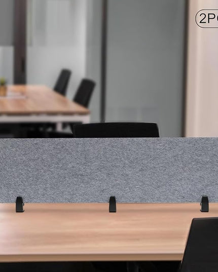 2pcs Privacy Panel, Standing Desk Divider 60"x16" Desktop Office Furniture Partitions, Clamp-On Acoustic Desk Divider Mounted Privacy Panel to Reduce Noise and Visual Distractions (Light Grey)