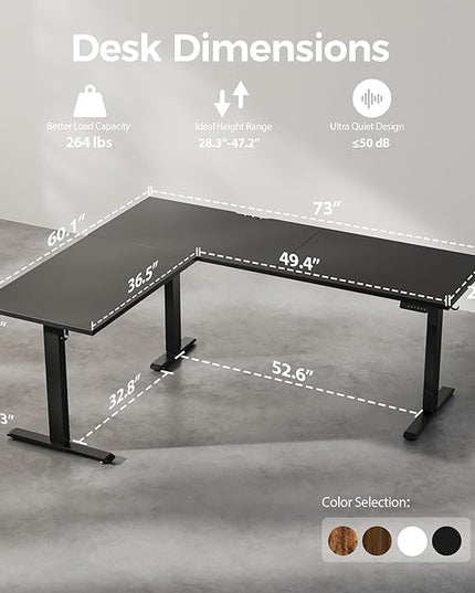 Agilestic Triple Motors 73" x 60" L Shaped Standing Desk, Electric Standing Desk Adjustable Height, Extra Large Desktop Corner Table for Home Office, Gaming Workstation, Splice Board, Black