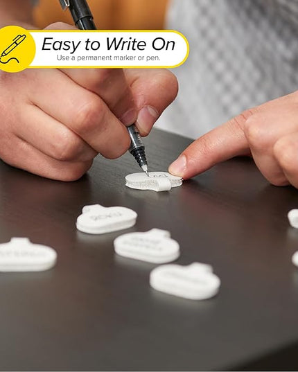 Cable Labels by Wrap-It Storage, Regular, White (36 Pack) - Write On Cord Labels, Wire Labels, Cable Tags and Wire Tags for Cable Management and Electronics, Computers. Great Stocking Stuffer