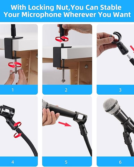 Microphone Arm Stand Long 20.5'' Sturdy Gooseneck Mic Stand Adjustable Microphone Arm Stand Microphone Holder Flexible Stand Black Podium Compact Mic Arm for Desk Traveling