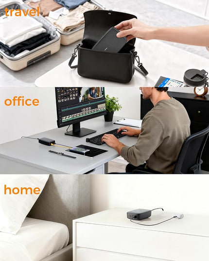USB Charging Station for Multiple Devices PD 65W, TESSAN 6-in-1 USB C Charger Block with Wireless Charger for iPhone 17/16, MacBook, Tablet, Type C Desktop Charger, Home Travel Office Accessories