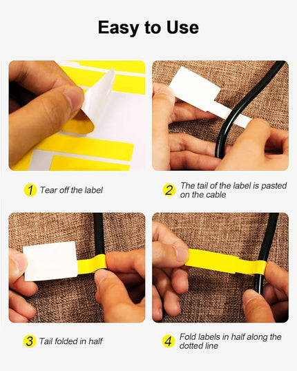 540 Pcs Cable Labels Tags for Cable Management, 9 Colors Cord Paper Ideniication Tags for Electronics, Waterproof Labeling Wire, Self Adhesive Tear Resistant Wire Labels Laser Printer & Handwriting