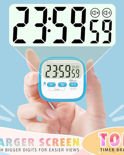 Antonki 2 Pack Classroom Timers for Kids Teachers, Magnetic Countdown Digital Kitchen Timer for Cooking, Study, Exercise, Games, Time Mangement - Loud/Silent Mode - Battery Included