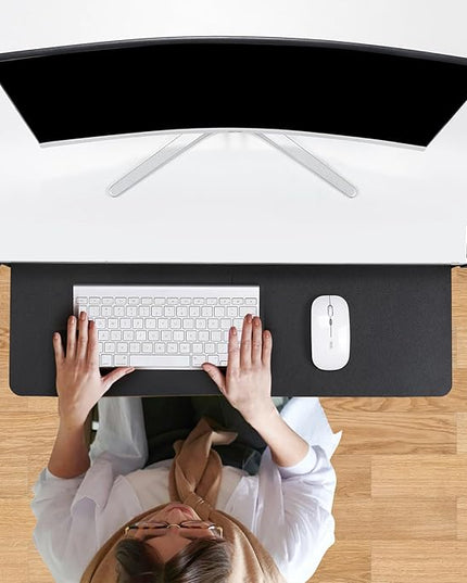 Keyboard Tray Under Desk with Drawer,26.77" X 11.81" Keyboard Tray Large Size with C Clamp-on Mount, Easy to Install, Save Space for Office Desk (Black)