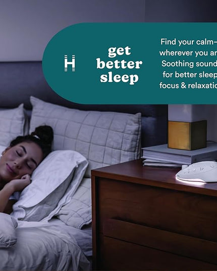 Homedics Sleep Better Portable Sound Machine, Night Light,12 Soothing Sounds Including White Noise, Rain, and Thunderstorm, Ultra-Portable Design, Auto-Off Timer, Ideal for Travel & Baby Sleep