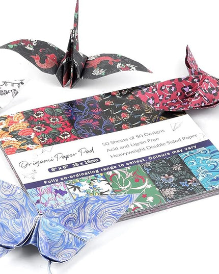 Origami 6x6 Paper Kit 150 Sheets 50 Vivid Colors Double Sided Same Printed Traditional Patterns Square for Arts Crafts Projects Japan traditional Chiyo Japanese Chiyogami