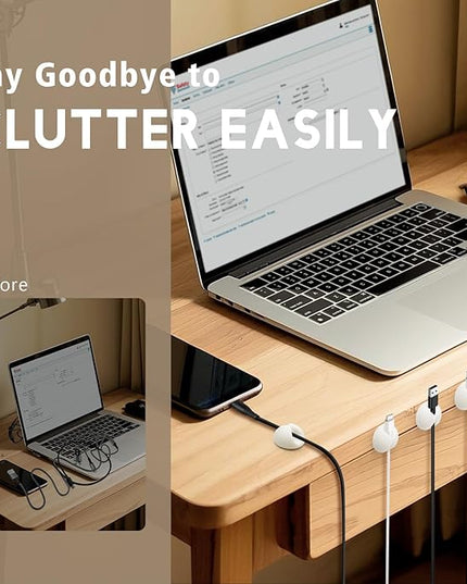 Cable Clips, Cord Holder, Adhesive Cord Clips, Wire Holder for Cable Management, Phone Charger, Desk, Wall, Nightstand and Office, White 9 PCS