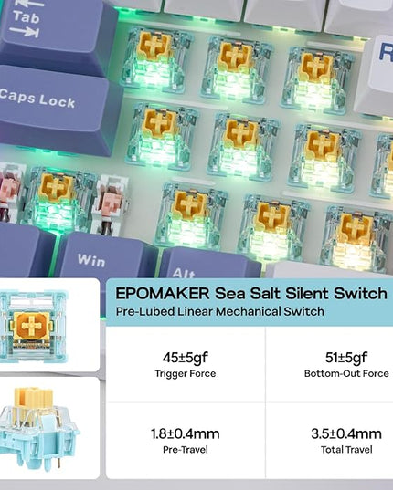EPOMAKER TH108 PRO Full Size Mechanical Keyboard with Screen & Knob, Wireless Gaming Keyboard with 10000mAh, Creamy Gasket, Hot Swap, Custom Driver, RGB Backlight (White, Sea Salt Silent)