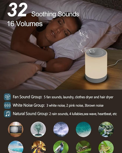 YYDSKIT Sound Machine,White Noise Machine for Baby with Night Light, 32 High Fidelity Sounds,Plug in,5 Timers & Memory Feature, Noise Machine for Baby Kids Adults,Home