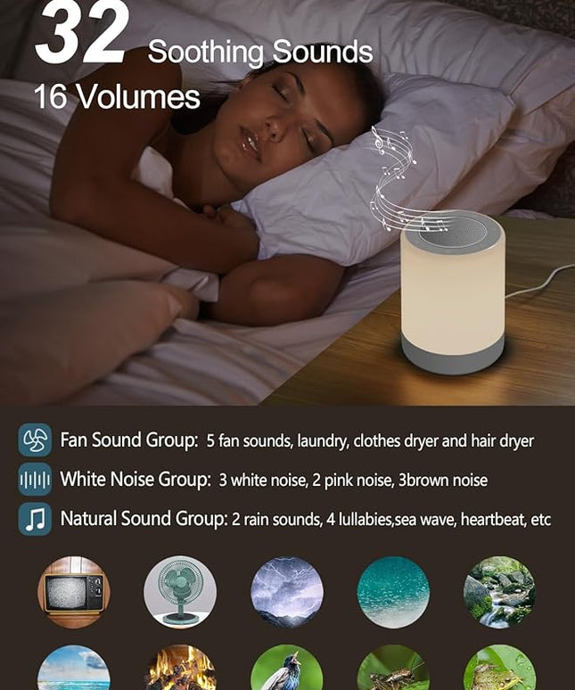 YYDSKIT Sound Machine,White Noise Machine for Baby with Night Light, 32 High Fidelity Sounds,Plug in,5 Timers & Memory Feature, Noise Machine for Baby Kids Adults,Home