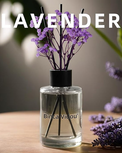 Reed Diffuser, Binca Vidou Lavender Reed Oil Diffusers Set for Office Decor Bedroom Living Room Aromatherapy for Gift Idea & Stress Relief 2.7oz(80ml)