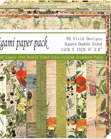 Origami Paper Kit Dobule Sided 100 Sheets 100 Colors 6 Inch Japanese Chiyo Square Easy Fold Arts Crafts DIY Handwork Origami Papers Coffee Newspapers