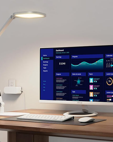 LED Desk Lamp for Home Office, Desk Light for Video Call, 3 Color Temperature 10 Brightness Computer Light, Dimmable Led Desk Light with Memory & Timer Func, Metal Swing Arm Architect Desk Lamp White